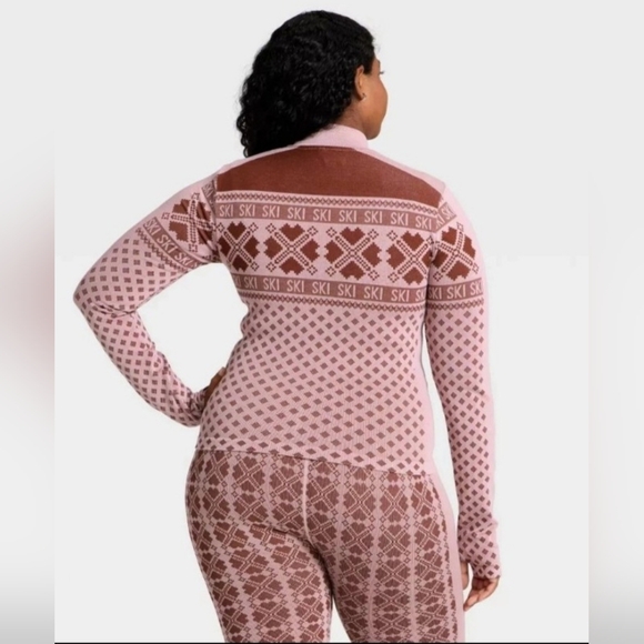 Women's Seamless Fair Isle Printed Full Zip Jacket All In Motion Maroon/Light L - Picture 5 of 5